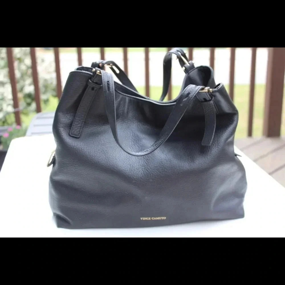 Vince Camuto Black Leather Hobo Bag